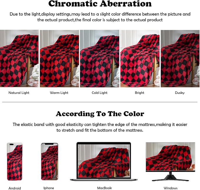 NEWCOSPLAY Knitted Throw Blanket for Couch Sofa Bed, Red Black, 50"x60" | Super Soft Plush, Fuzzy Fluffy Microfiber, Lightweight Cozy Blanket for Room Decor, All Season Use