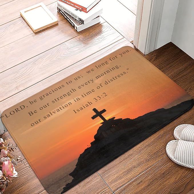 VIVACITE Prayer Mat Christian Prayer Rug for Prayer Room Décor Essentials | Thick Padded Half-Inch Foam with Knee Support, Faith Based Christian Gifts for Women Men, Bible Verse Isaiah 33:2, 24"X16"