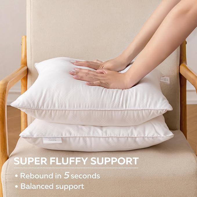 Oubonun 26x26 Throw Pillow Inserts Set of 2, White Square Interior Sofa Pillow Inserts, Decorative Pillow Insert Pair for Couch Bed Living Room