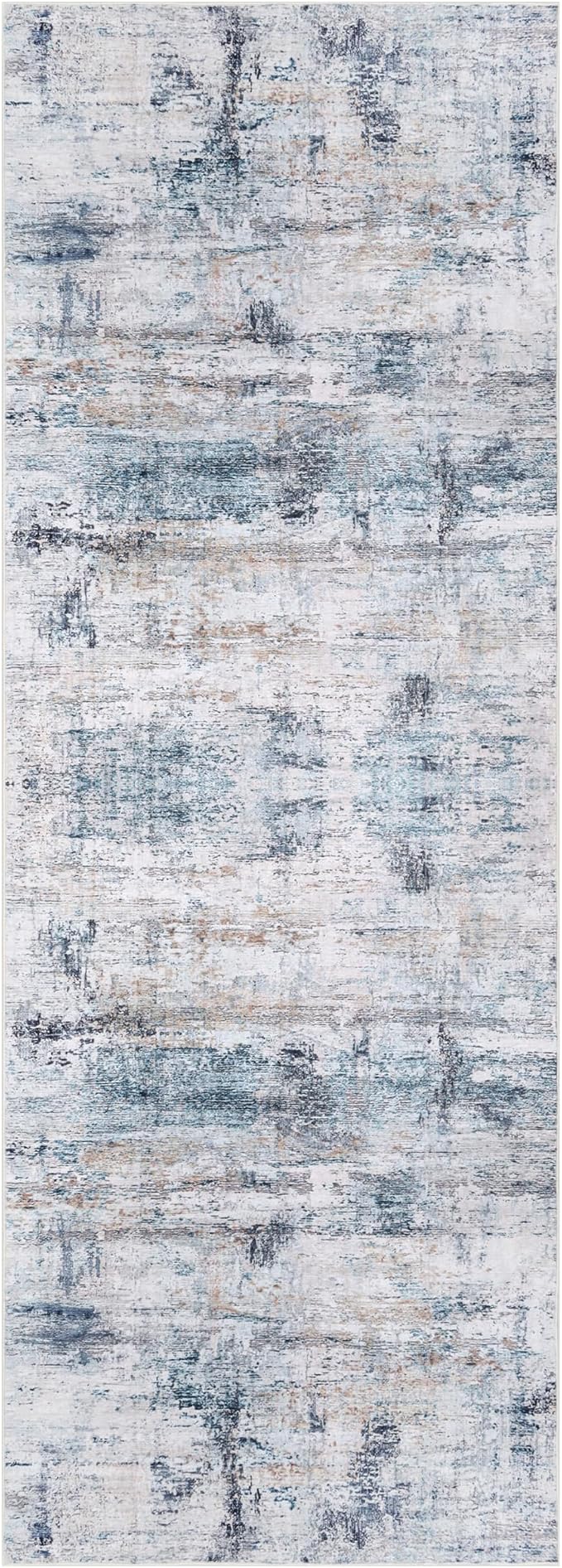 Machine Washable Area Rug, Soft & Durable, Non-Slip, Stain Resistant Rug for Bedroom, Living Room, Dining Room, High Traffic Areas. (Blue/White Abstract, 2.5' X 7')