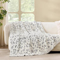 Snuggle Sac Leopard Luxury Faux Fur Throw Blanket for Couch,Ultra Soft Cozy Plush Fluffy Blanket for Sofa Bedroom Living Room,Grey Leopard,50x60 inches