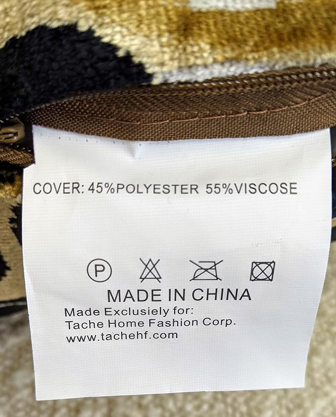 Tache Velvet Throw Pillow Cover - 1 Piece 18 X 18 Inch Square Black Beige Brown Modern Geometric Decorative Velvety Eternal Eclipse Soft Cushion Case