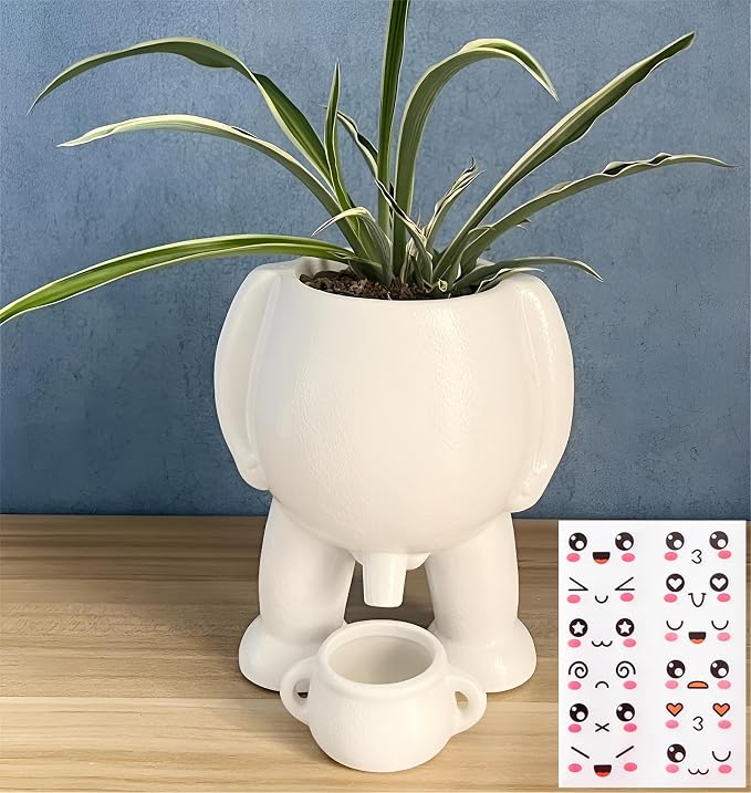 Creative Ceramic Human Shape Planter Funny Penis Planter with Drainage, Stylish Peeing Pot For Indoor/Outdoor Positive Penis Gifts Piss Succulent Plant Pot Gift for Father Friends Family (White)