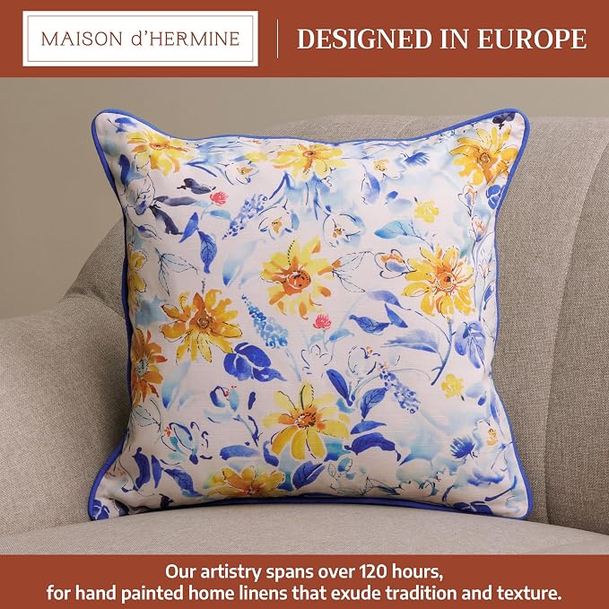 Maison d' Hermine Throw Pillow Covers 100% Cotton (18" x 18" - Pack of 1)