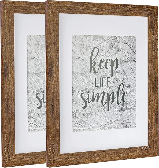 kennethan 11x14 Picture Frame Rotten Brown 2 Pcs Wooden Frame can Display 8x10 Picture with Mat or 11x14 Without Mat on the Wall For home decoration,holiday gift