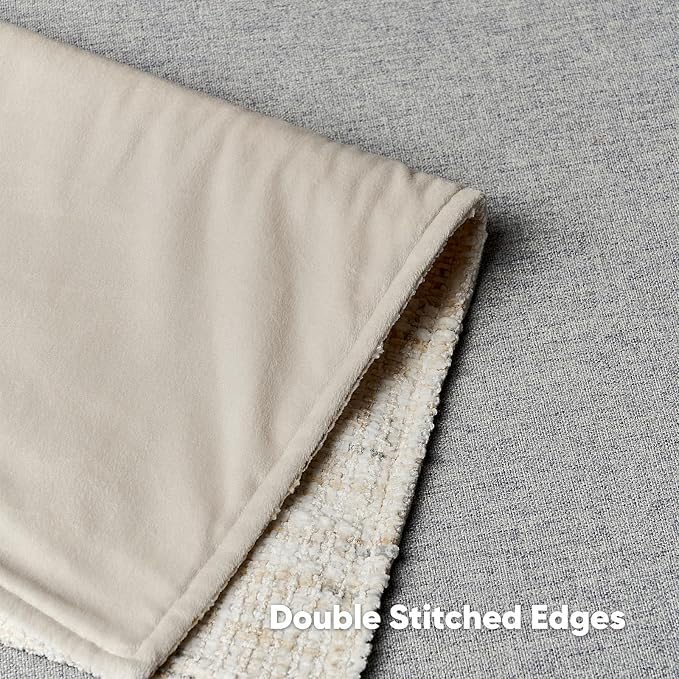HAUSSY Pack of 2 Chenille Tweed Throw Pillow Covers 24x24 Inch, Cream
