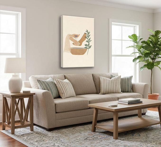 Christian Jesus Canvas Wall Art for Bedroom Living Room Bathroom Home Decor | Boho Religious Bible Story Jesus Washed The Feet Of His Disciples Picture Wall Decor Poster Painting Print