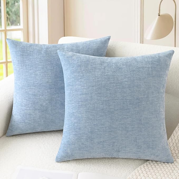 CaliTime Decorative Couch Throw Pillow Covers 22 X 22 Inches Baby Blue