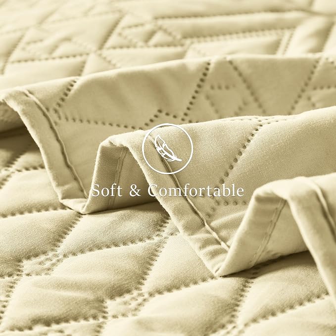akkialla Twin Size Quilt Bedding Set,Butter Yellow Lightweight Microfiber Soft Bedspreads,Modern Style Geoetric Pattern Coverlet Set for All Seasons,2 Piece(1 Quilt,1Pillow Sham)