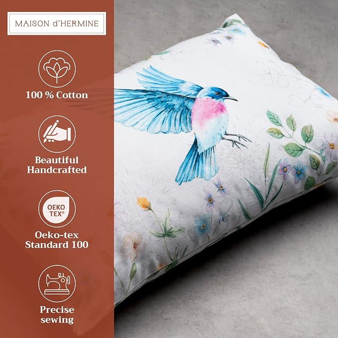 Maison d' Hermine Throw Pillow Covers 100% Cotton (12" x 20" - Pack of 1)