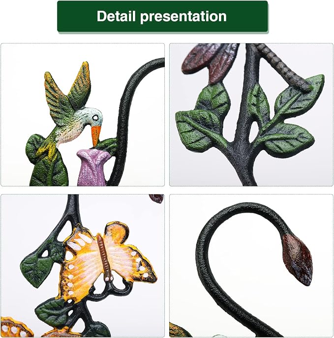 Sungmor Cast Iron Garden Hook Set, 3PCS 11 Inches S-Shaped Hook