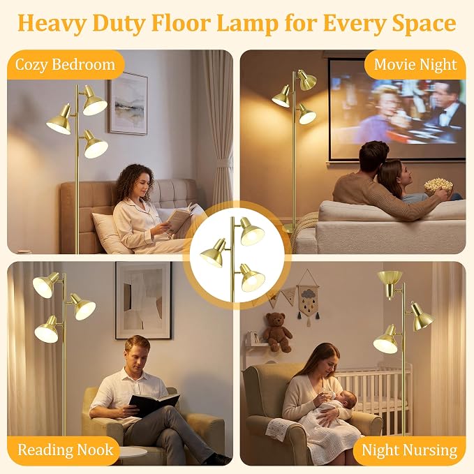 3 Light Floor Lamps for Living Room, 67" Tall Metal Modern Tree Floor Lamp