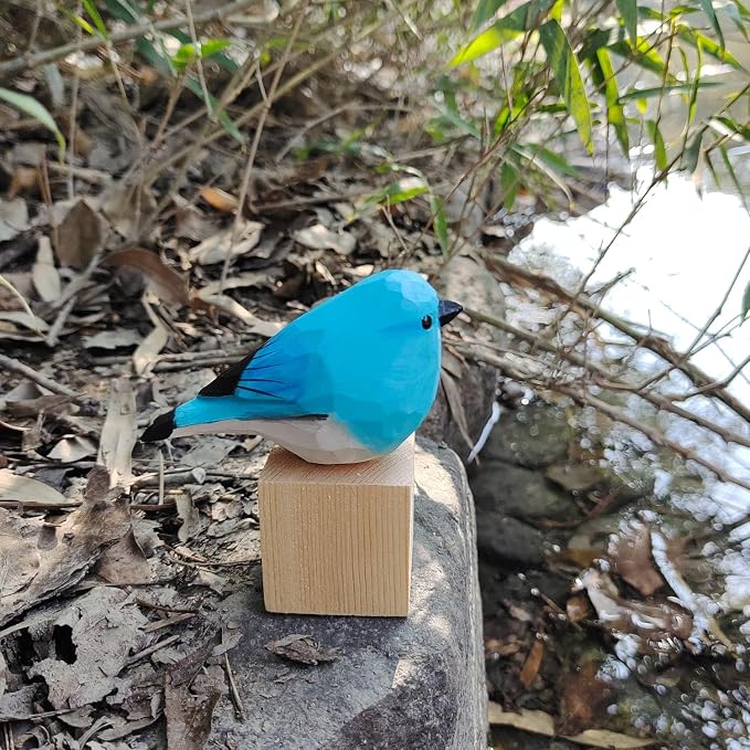 WEAUSUP Hand Carved Wooden Bird Figurine Gift for Bird Lovers