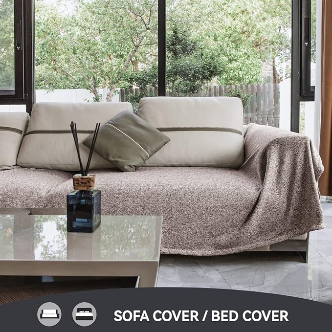 KAWAHOME Summer Sweatshirt Throw Blanket for Bed Lightweight Soft Thin | Breathable Jersey Blankets for Hot Sleepers in Air-Conditioned Room, Home Decor Holiday Gift, 50 X 60 Inches, Heather Brown