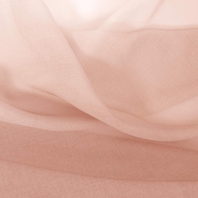 DWCN Blush Pink Faux Linen Ombre Sheer Curtains - Gradient Semi Voile Curtains for Bedroom and Living Room, Set of 2 Grommet Top Window Curtain Panels, 52 x 108 Inches Long