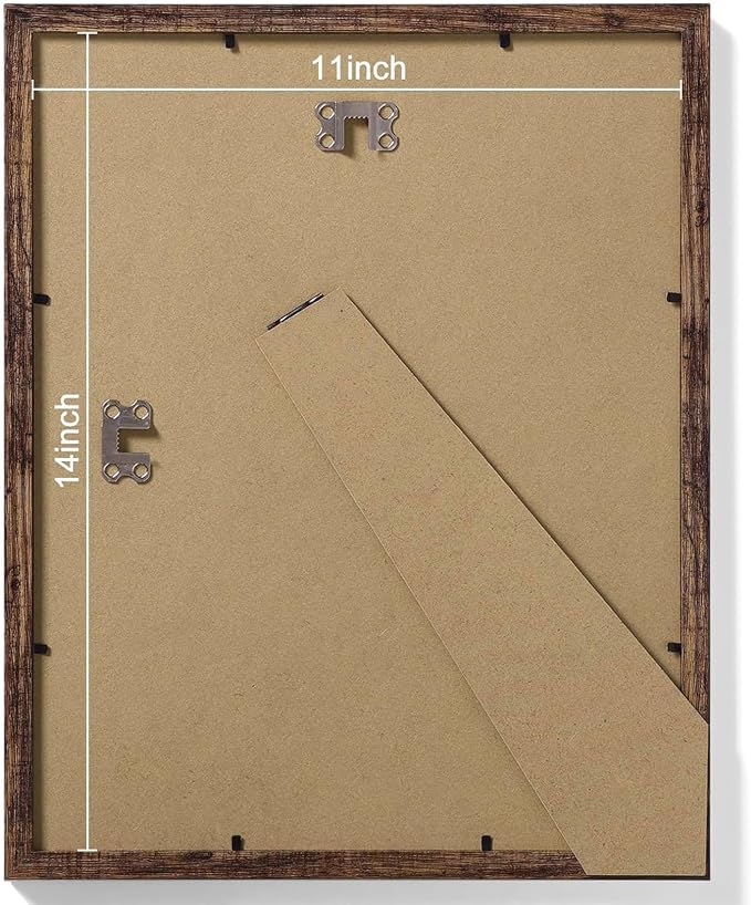 Vittanly 11x14 Picture Frames Set of 9 for Wall Mounting, Brown | Display Pictures 8x10 with Mat or 11x14 without Mat, Engineered Wood with Shatter Resistant Plexiglass, Gallery Photo Frames