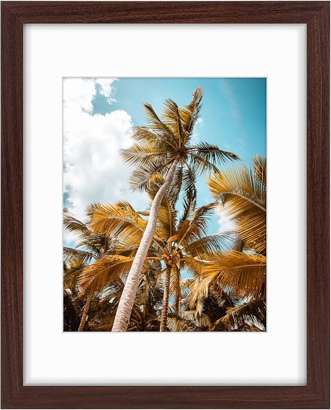 Frametory 11x14 Brown Picture Frame with Real Glass Mat for 8x10