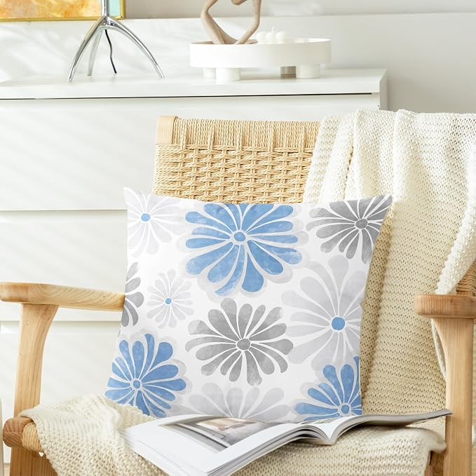 CaliTime Decorative Couch Throw Pillow Covers, 20 X 20 Inches, Blue Grey