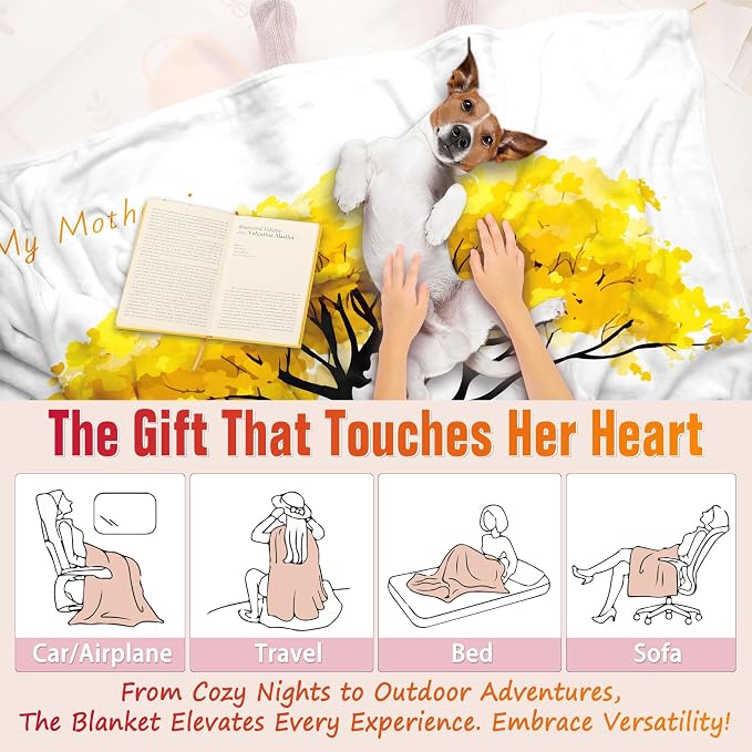 TURMTF Sentimental Mother-Daughter Blanket Gift for Love & Gratitude, My Mother & Me Tree of Nurture, Heartwarming Gift for Mom on Mothers Day Birthday Christmas, Cozy Fleece Throw Blanket 55"x70"