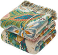 MSGKV Boho Throw Blanket 50"x60" 100% Cotton Floral Muslin Sofa Blanket | Cotton Throw, Muslin Blanket, Summer Breathable, Lightweight Comfort, Farmhouse Home Decor, Chair Throw, Machine Washable
