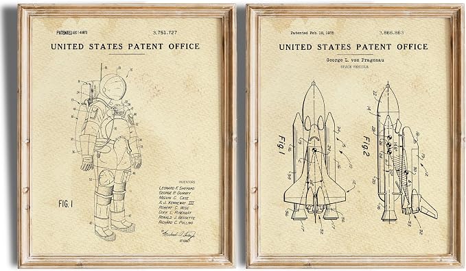 Space Patent Prints Wall Art - Unframed - 11x14s | Explore the Cosmos with this Collection of Vintage Space Patent Prints Wall Art | Farmhouse Décor | Bedroom Wall Décor | Modern Wall Art