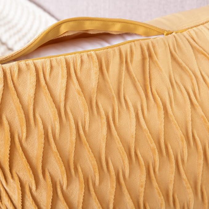 MADIZZ Set of 2 Super Soft Velvet Decorative Throw Pillow Covers 12x20 inch Gold Rectangular with Texture Luxury Style Cushion Case Pillow Shell for Sofa Bedroom