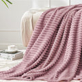BEDELITE 3D Ribbed Berry Purple Fleece Throw Blanket for Couch, 50x60 Inch | Soft Warm Decorative Fluffy Blanket, Cozy Plush Lightweight Fuzzy Throw Blanket for Bed Sofa Home Room Decor, Gift for Women
