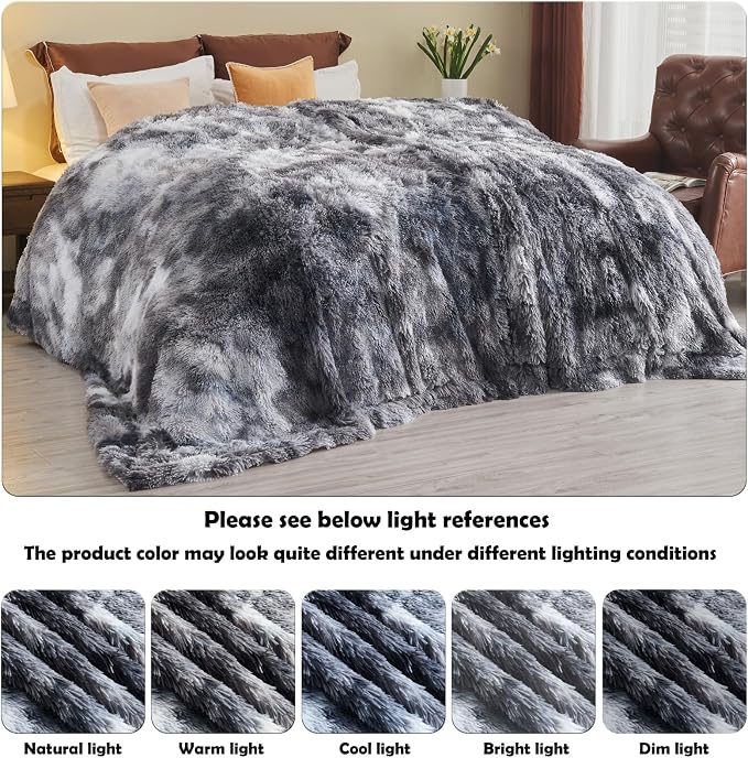 GONAAP Fuzzy Faux Fur Throw Blanket for Couch, Marble Black, 50"x60" | Warm Cozy Plush Shaggy Decorative Reversible Thick Non-Heated Fleece Blanket for Sofa Bed, Gift for Women Men, All Season Use
