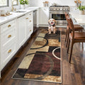 Yamaziot 2x6 Washable Modern Abstract Runner Rug Non-Slip for Hallways | Stain Resistant Kitchen Rug with Rubber Backing, Low Pile, Ultra Soft Carpet Runner for Bedroom, Laundry, Entryway, Brown