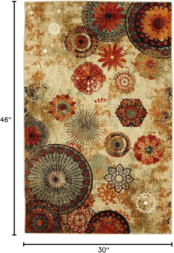 Mohawk Home Caravan Ornamental Floral Medallion 2' 6" x 3' 10" Area Rug - Orange - Perfect for Living Room, Dining Room, Office