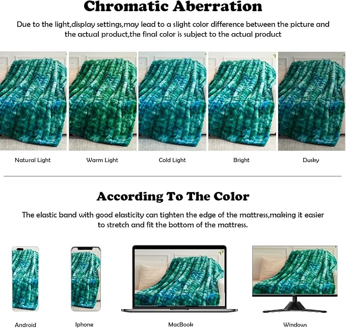NEWCOSPLAY Faux Fur Bubble Twin Blanket for Couch, Tie-Dye Teal, 60"x80" | Fluffy Soft Thick Warm Bubble Blanket for Couch Sofa Bed 700GSM, Plush Cozy Luxury Decorative Throw, Gift for Women Men