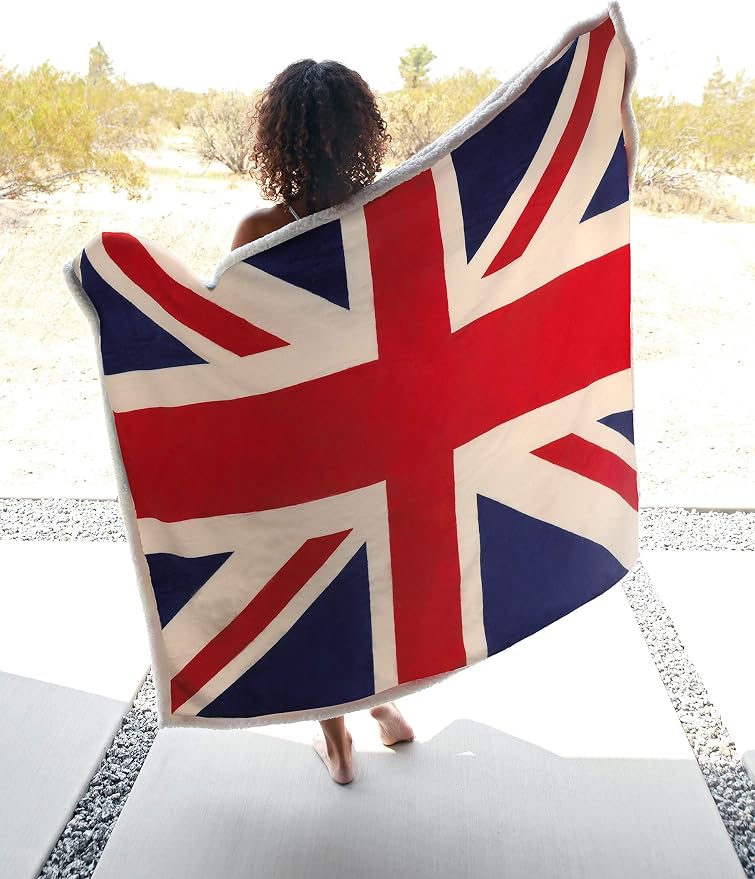 Catalonia Union Jack Blanket, British Flag Throw Blanket, England UK Gifts, Soft Cozy Fleece Blanket for Home, Sofa, Bed, British Gift for Men, Women, Kids, 50X60 inch