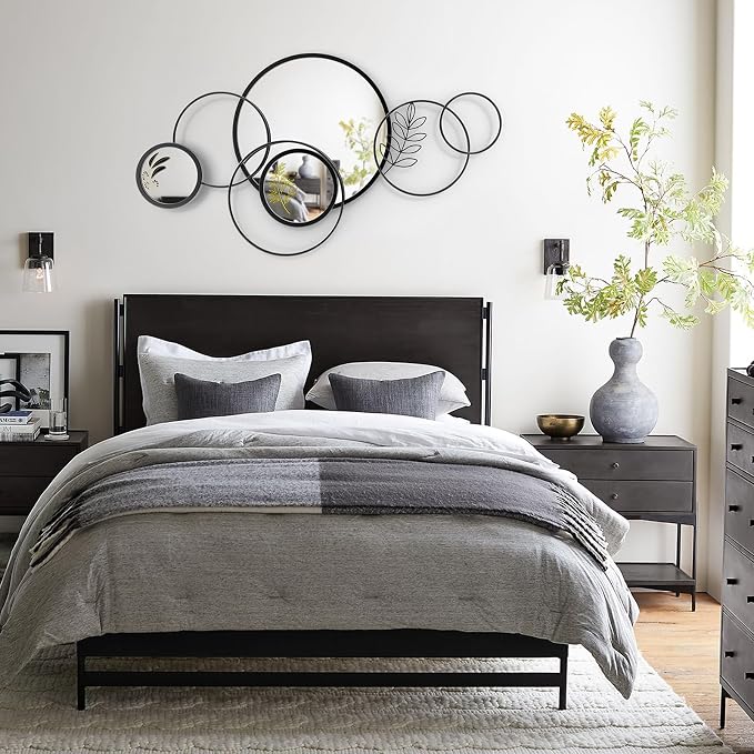 Wall Mirror Decorative, Round Decorative Mirror, Large Decor Metal Wall Art | 45''x25.5'' Print Mirror for Entryway, Living Room, Bedroom, Dining Room Kitchen Decor