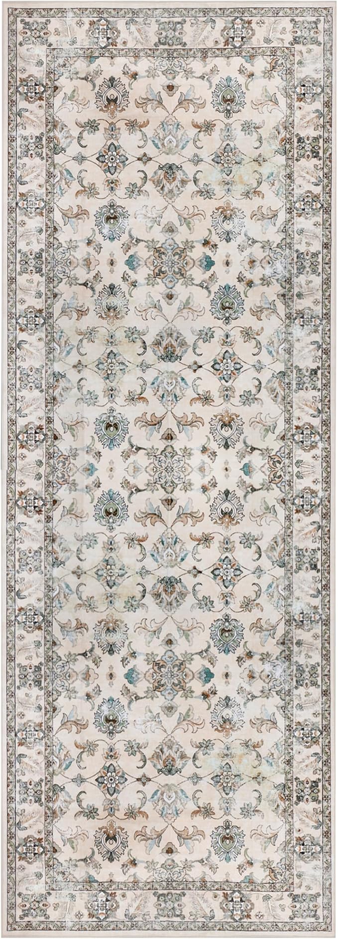 Machine Washable Area Rug, Soft & Durable, Non-Slip, Stain Resistant Rug for Bedroom, Living Room, Dining Room, High Traffic Areas. (Ivory, 2.5' X 10')