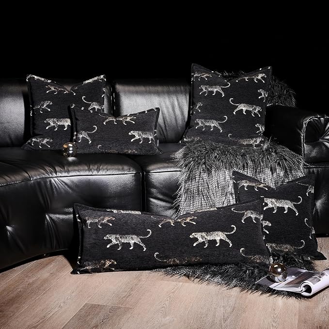 Double Sided Cheetah Pattern Throw Pillow Cover 22x22 Inch, Luxury Reversible Design Pillow Covers with Invisible Zipper for Sofa Bed Bedroom Living Room Home Decor