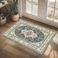 AooHHooA 2x3 Washable Entryway Rug Green, Soft Stain Resistant 2x3 Boho Rug Vintage Small Rugs for Entryway, Low Pile Lightweight Non-Slip Indoor Door Mat Small Rugs for Bedroom Bathroom