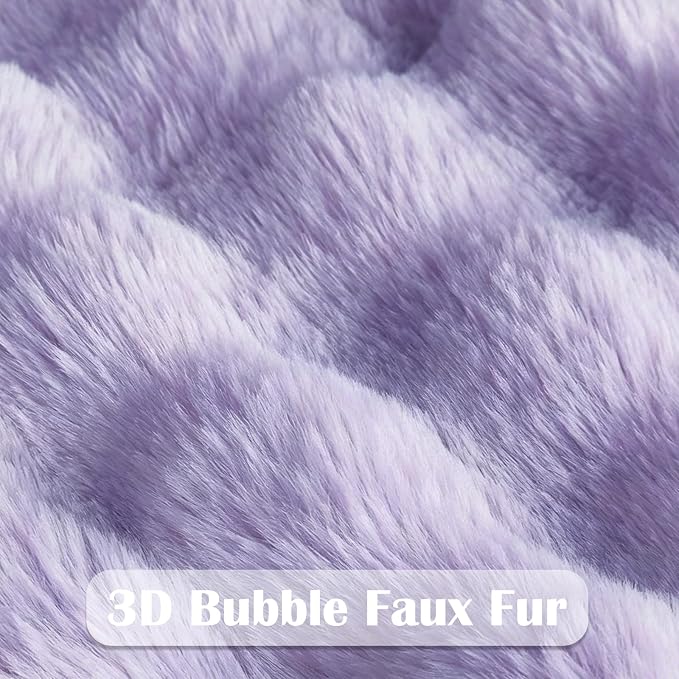 NEWCOSPLAY Faux Fur Fluffy Bubble Twin Blanket for Couch,Lavender,60"x80" | Soft Thick Warm Bubble Blanket for Couch Sofa Bed 550GSM, Plush Cozy Luxury Decorative Throw, Gift for Women Men