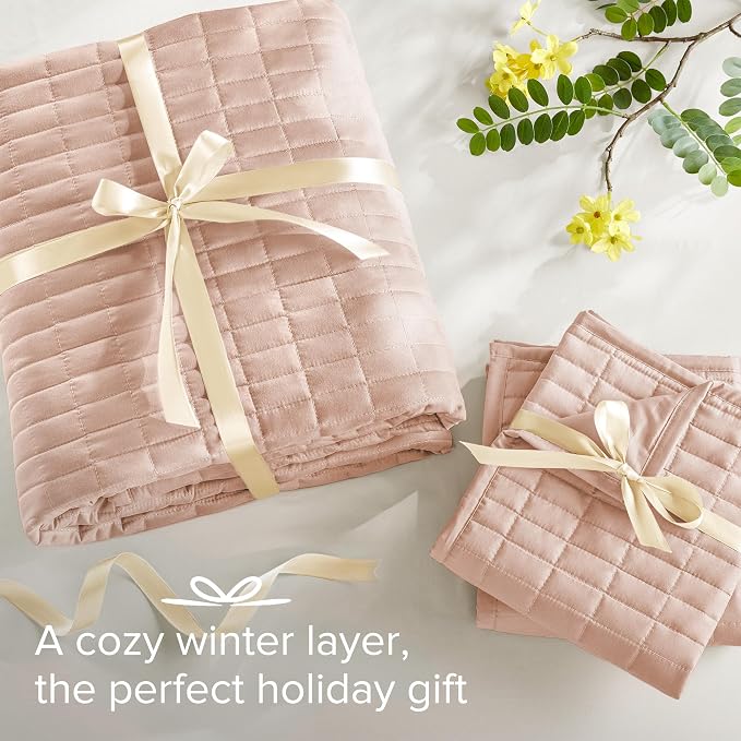 Comfort Spaces Kienna King Quilt Bedding Set 3 Piece, 104"x90" Blush | Soft Cozy Lightweight Summer Coverlet Cal King, Quilted Bedspreads Extra Layer, Modern Casual Bedroom Decor, OEKO-TEX