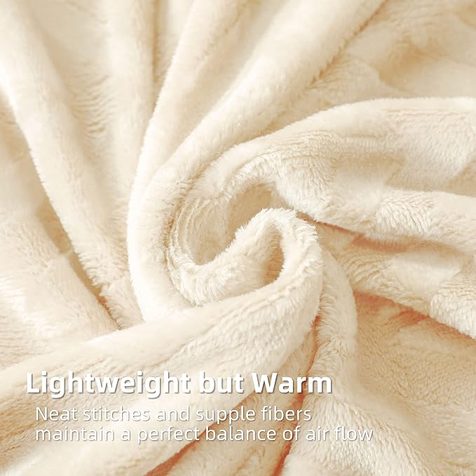 Whale Flotilla Flannel Fleece Bed Blanket Twin Size, Ivory | Lightweight Breathable Soft Bedspread, Plush Fluffy Coverlet Chevron Design Decorative Blanket for All Season, 60x80 Inch