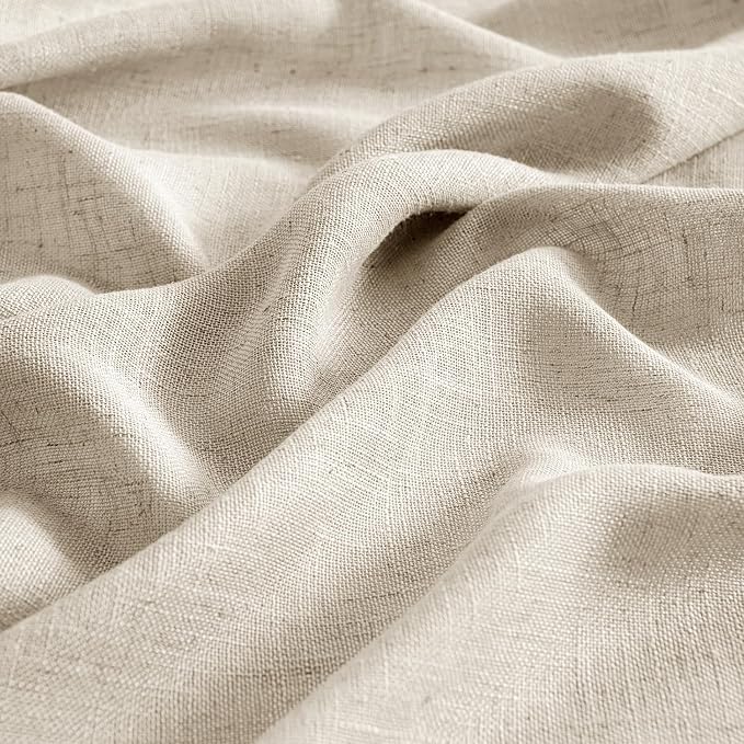 MIULEE Beige Linen Curtains 52x108 Inches 2 Panels for Bedroom Living Room | Long, Soft Linen Textured Window Drapes, Semi Sheer Light Filtering, Back Tab Rod Pocket, Farmhouse Modern Burlap Look Decor
