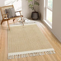 Lahome Boho Bathroom Rugs, 3x5 Washable Area Rug for Bedroom | Woven Cotton Kitchen Rug with Tassels, Farmhouse Decor Throw Non Shedding Indoor Door Mats for Entryway Living Room, Khaki