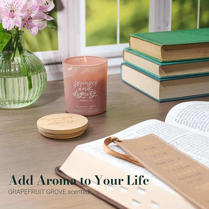 Christian Art Gifts Soy Wax Scented Candle: Strength & Dignity Bible Verse