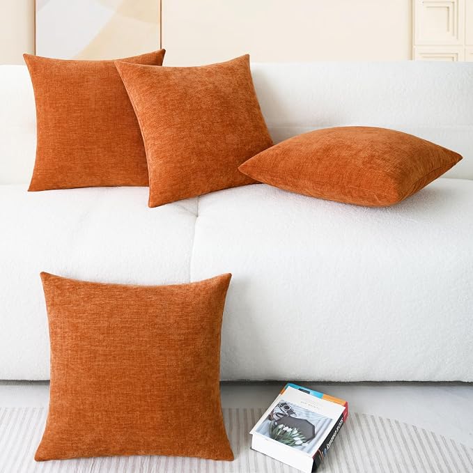 CaliTime Fall Decorative Throw Pillow Covers 18 X 18 Inches Burnt Orange