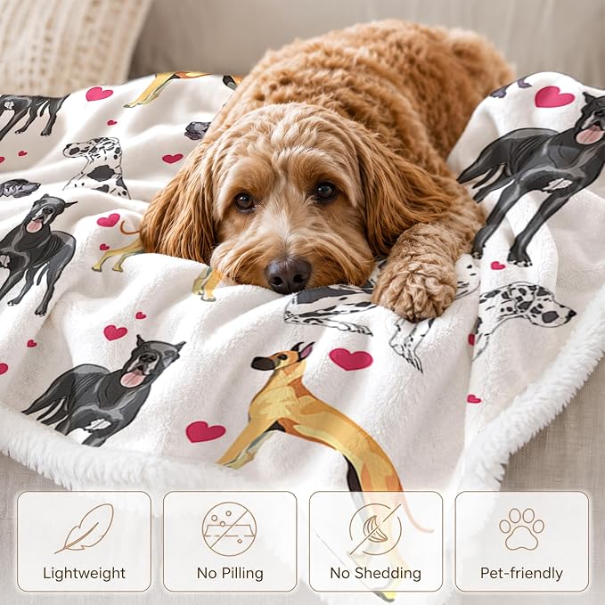 BlessLiving Great Dane White Throw Blanket with Dense Black Dog Patterns Sherpa Fleece Blanket Couch Bed, Soft Cozy Warm Pet Blankets for Puppy Lovers Cute Animal Print Gift 50x60 Inches | sherpa fleece fabric, Great Dense Pet Blankets Puppy Lovers pri...