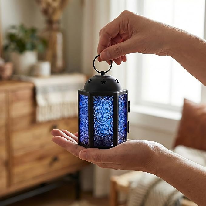 Vela Lanterns Decorative Indoor Mini Candle Holder Centerpieces, Cobalt