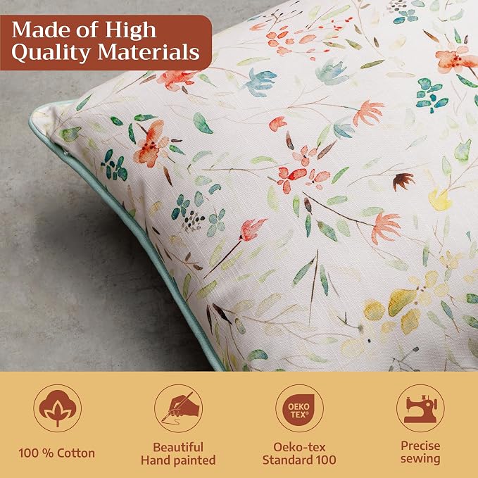 Maison d' Hermine Throw Pillow Covers 100% Cotton (12" x 20" - Pack of 1)