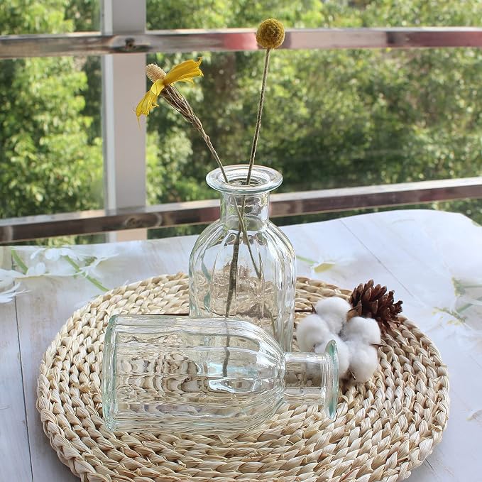 Bud Vases Set of 6 Small Glass Vase for Flowers, Clear Vase Set (Pack of 2)