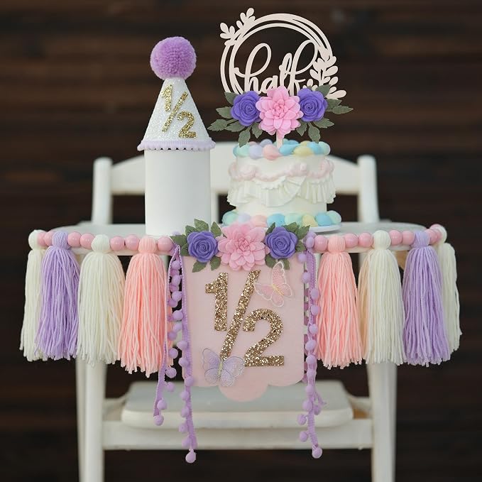 1/2 Birthday Girl Baby Girl 6 Month Birthday Half way To One Decorations