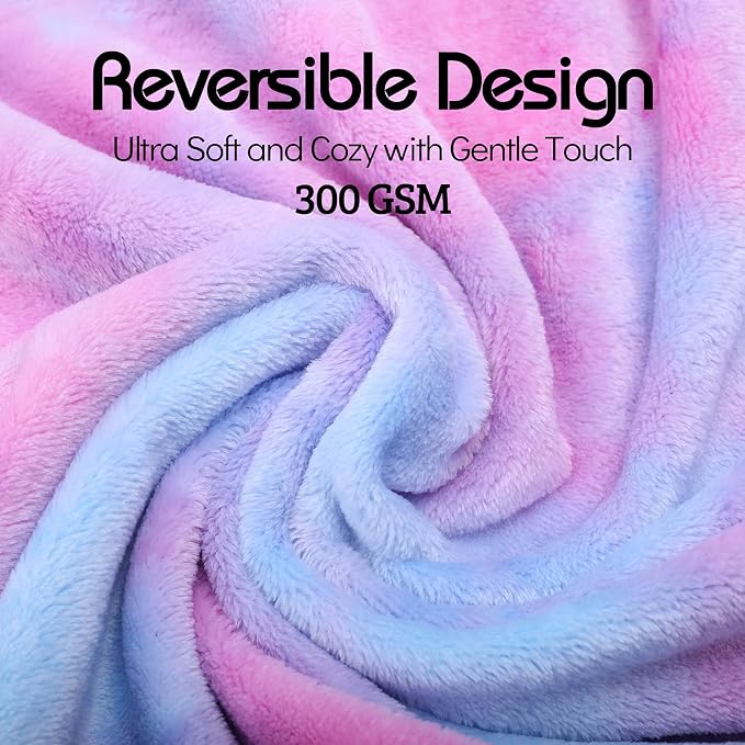 Ailemei Direct Rainbow Blanket, Pastel Tie Dye Design, Purple,60"x90" | Soft Cute Funny Decorative Flannel Throw Blankets, Fuzzy Fleece Bed Blankets for Teen Girl Adults Kid's Gift
