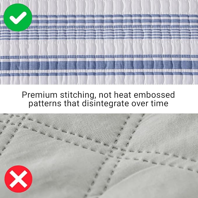 Queen Quilt-Lightweight Bedspread Quilt Queen Size Quilt Bedding Set | Soft Reversible Nautical Coverlet with 2 Shams for All Seasons, 3 Pieces, 90"x94"